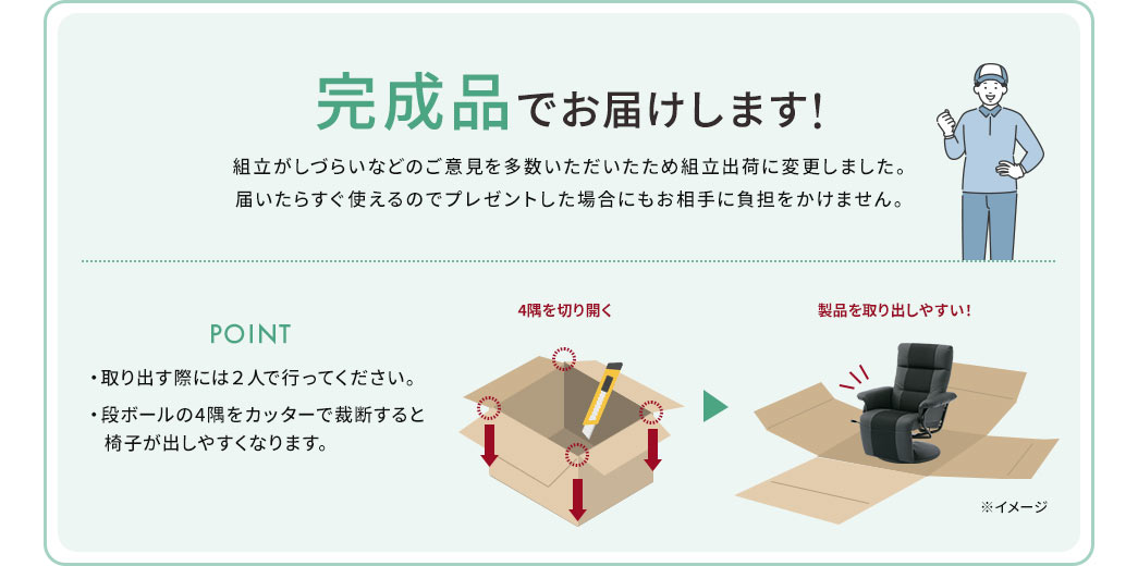 完成品でお届けします