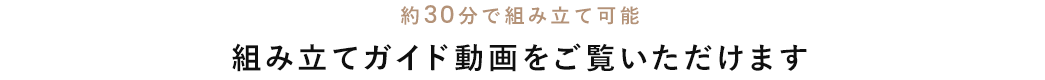 約30分で組み立て可能 組み立てガイド動画をご覧いただけます