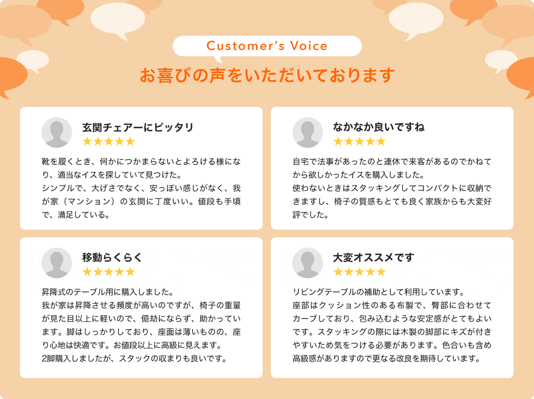 Customer's Voice お喜びの声をいただいております