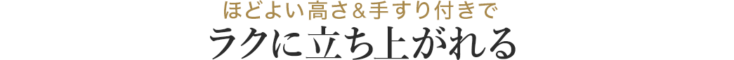 ほどよい高さ＆手すり付きでラクに立ち上がれる