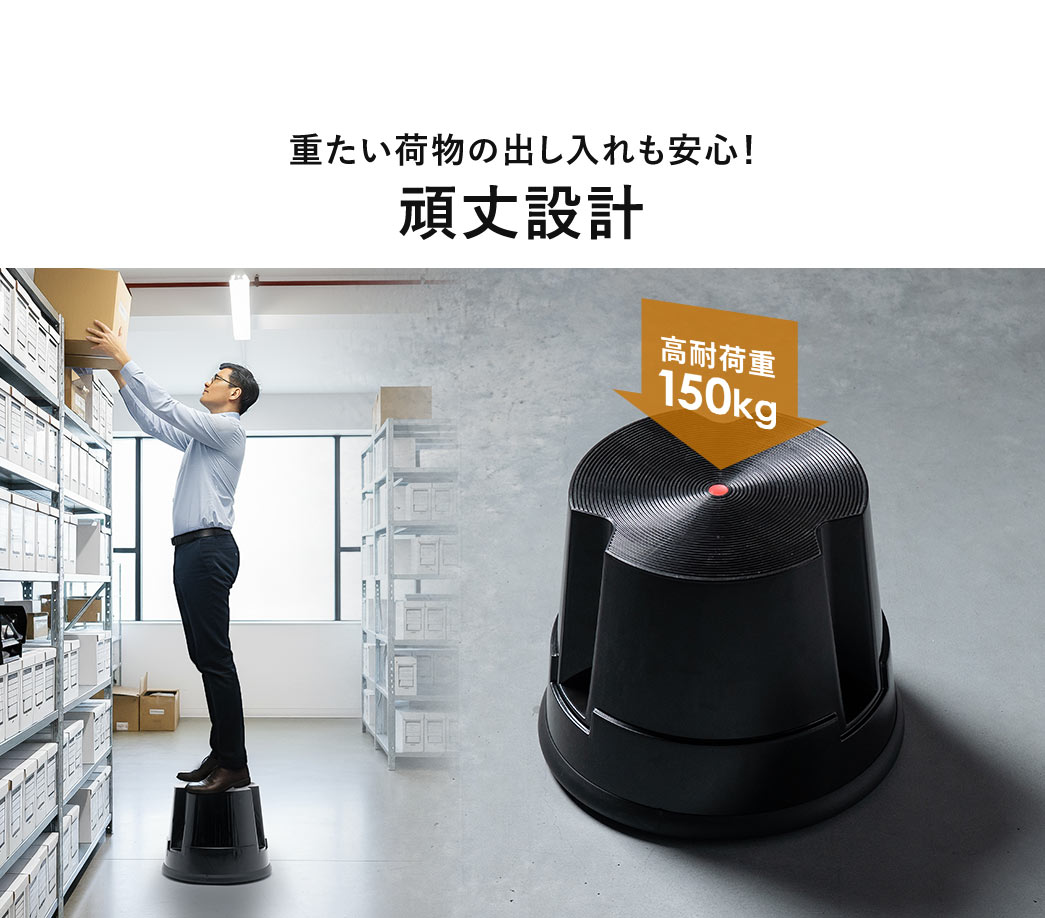 重たい荷物の出し入れも安心な頑丈設計。