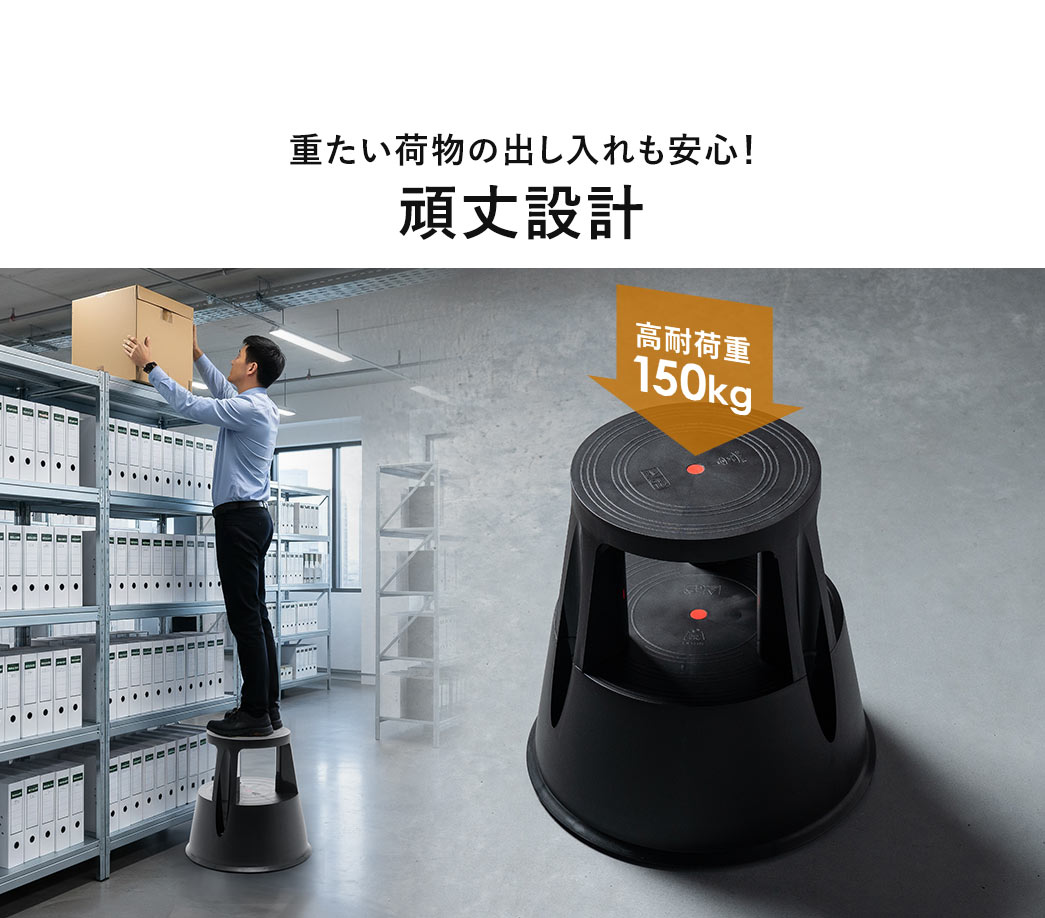 重たい荷物の出し入れも安心な頑丈設計。