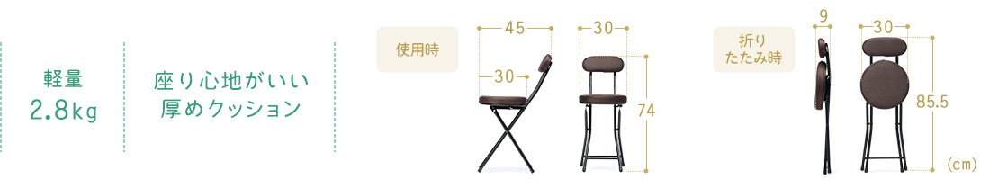軽量28kg 座り心地がいい厚めのクッション