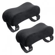 肘掛け用クッション ベルベット生地 低反発クッション入り 2個セット 面ファスナー取り付け ブラック