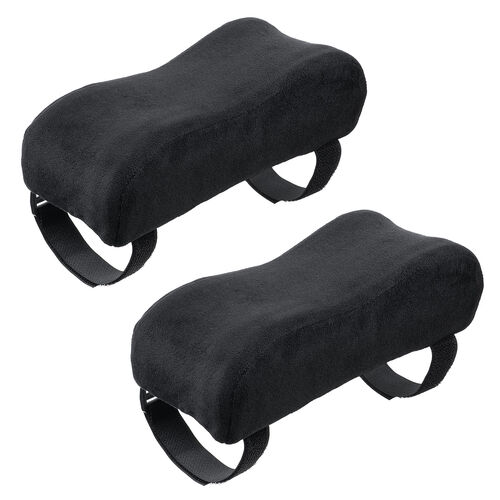 肘掛け用クッション ベルベット生地 低反発クッション入り 2個セット 面ファスナー取り付け ブラック