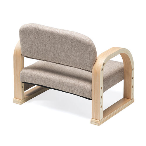 高座椅子 肘置き付き 座面3段階高さ調整 小物ポケット ライトブラウン