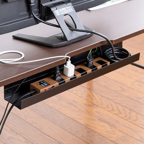 ローデスク ローテーブル 高さ調整 5段階調整 幅120cm 奥行60cm タップ受け パソコンデスク パソコンテーブル ゲーミング ブラウン