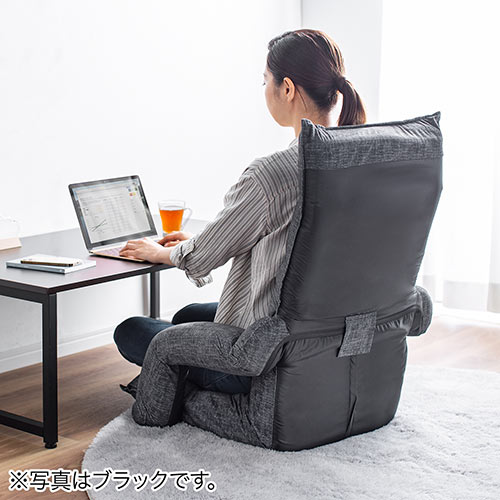 ハイバック肘置き付き座椅子(42段階リクライニング・マイクロファイバー・リクライニング連動肘掛け・日本製ギア・頭部14段階調整・ブラウン)