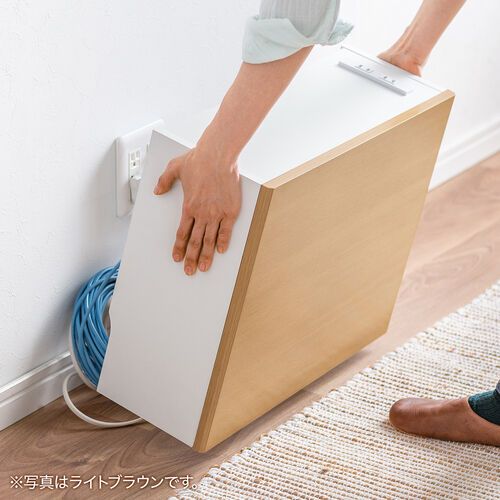 ルーター収納ボックス・目隠しボックス・ケーブルボックス コンセント付き 木製 スリム 壁面収納 電話台 幅50cm ホワイト
