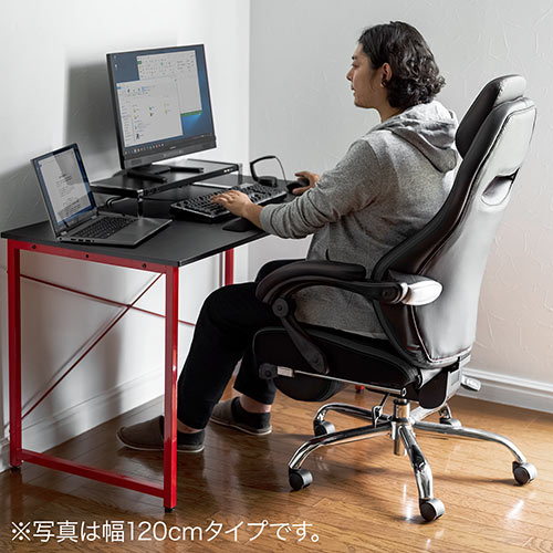 【在庫限り】ゲーミングデスク 幅100cm 奥行60cm カーボン調天板 レッドフレーム