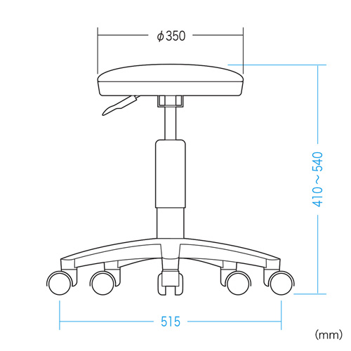 抗菌チェア 医療機関向け 耐アルコールレザー スツール キャスター付き ブラック