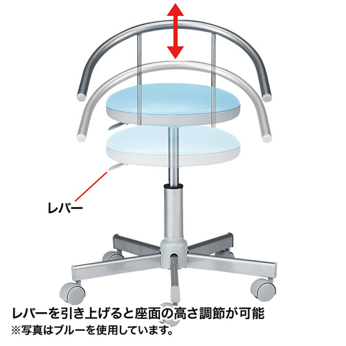 抗菌チェア 耐アルコールレザー 背もたれ付き ホワイト 医療機関向け 