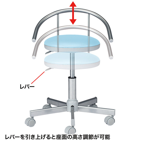 抗菌チェア 耐アルコールレザー 背もたれ付き ブルー 医療機関向け 