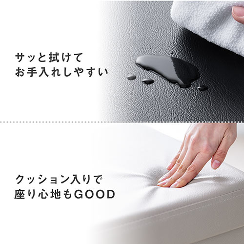 折りたたみ収納スツール PUレザー 幅38cm 耐荷重100kg ブラウン