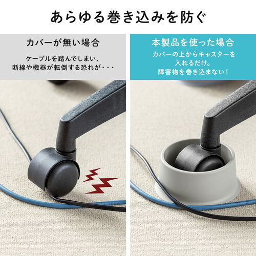 キャスターカバー  チェア用 障害除け ケーブル断線防止 ペット巻き込み防止 グレー 5個入り 直径50～80mm対応