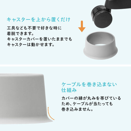 キャスターカバー  チェア用 障害除け ケーブル断線防止 ペット巻き込み防止 グレー 5個入り 直径50～80mm対応