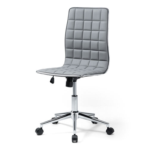 シンプルデザインチェア PUレザー生地 ロッキング機能 グレー