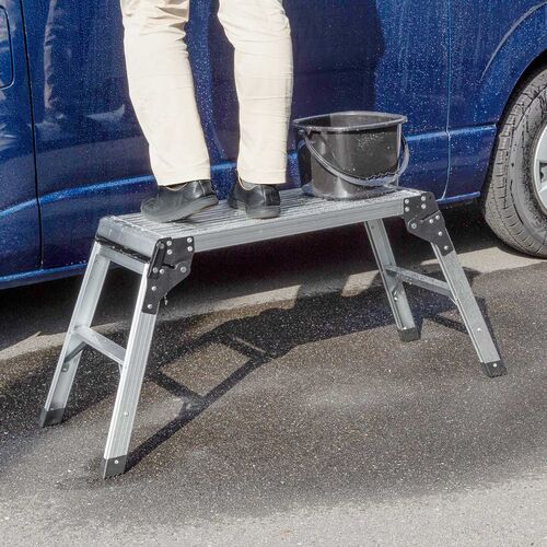 アルミ製足場台 天板サイズ 76cm×30cm 高さ50cm 折りたたみ式 2段 耐荷重150kg