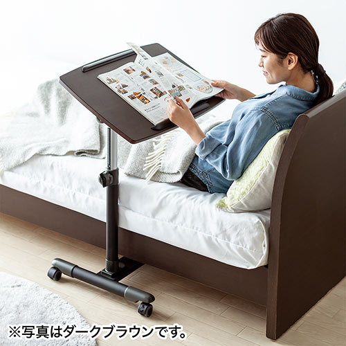 サイドテーブル 高さ 角度調整機能 キャスターつき ブラック