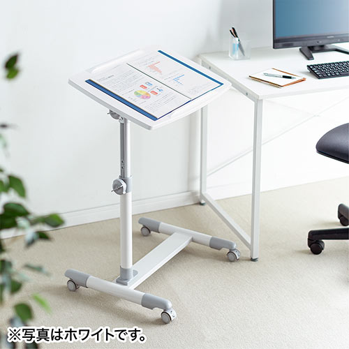 サイドテーブル 高さ 角度調整機能 キャスターつき ブラック
