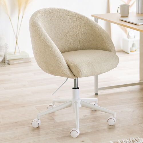 【在庫限り】ふわふわ ボア生地チェア 高反発クッション入り ベージュ