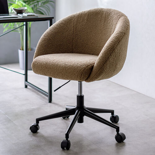 【12/26 16時まで特価】【在庫限り】ふわふわ ボア生地チェア 高反発クッション入り グレージュ