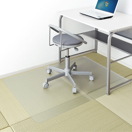 チェアマット 最長120cm×90cm 分割式 ポリカーボネート素材 半透明 日本製 床保護マット
