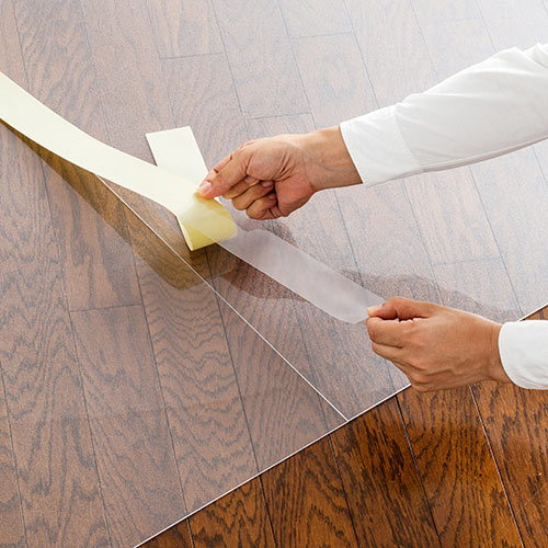 チェアマット 最長120cm×90cm 分割式 ポリカーボネート素材 半透明 日本製 床保護マット