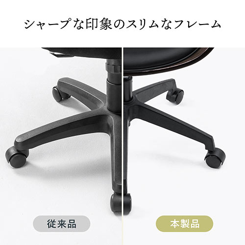 【在庫限り】木製ワークチェア ウォールナット材 PUレザー座面 キャスターつき