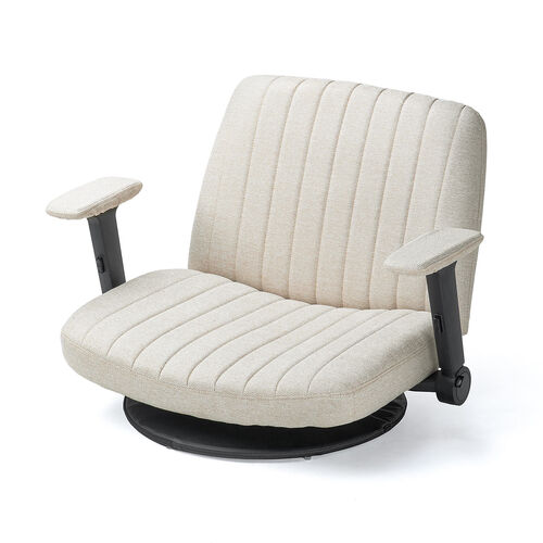 あぐら座椅子 跳ね上げ式アームレスト 回転盤つき ベージュ