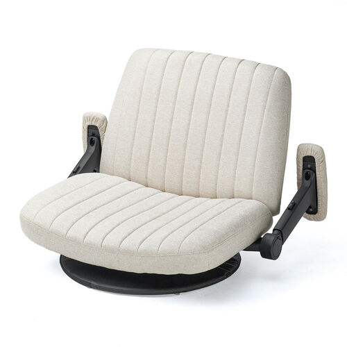 あぐら座椅子 跳ね上げ式アームレスト 回転盤つき ベージュ
