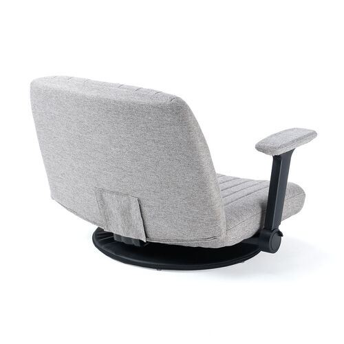 あぐら座椅子 幅広座椅子 3Dアームレスト 肘跳ね上げ 360°回転 グレー