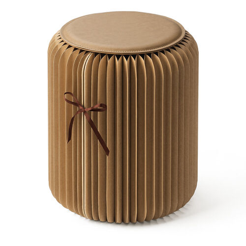 折りたたみ式 アコーディオンスツール ハニカム構造 紙製 ブラウン