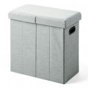 折りたたみ収納スツール 持ち手付き 布張り 耐荷重60kg グレー