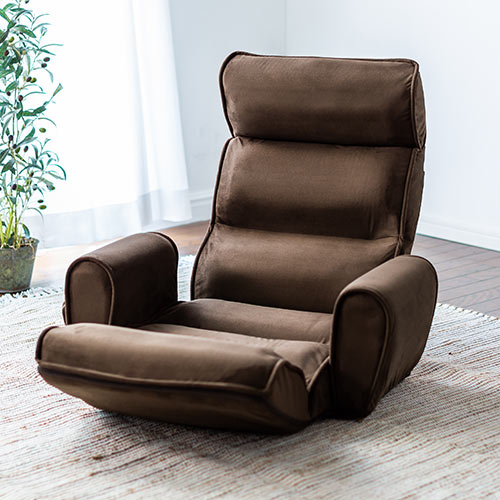 【アウトレット】肘掛け付き ハイバック座椅子 サイドポケット付き マイクロファイバー生地 14段階リクライニング ダークブラウン