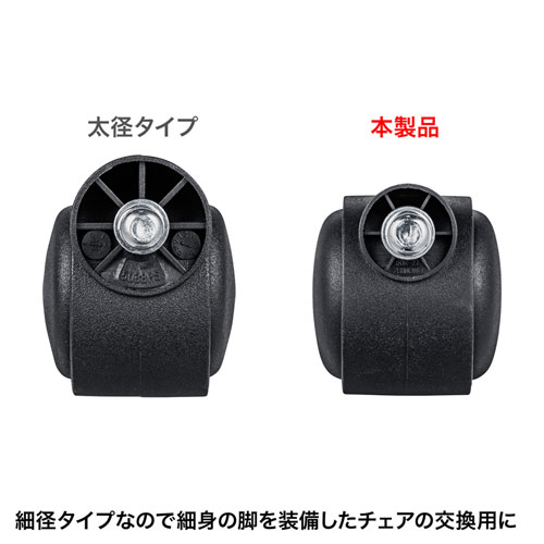 椅子用ナイロンキャスター 交換用 細径タイプ 5個入り 1脚分 【対応をご確認ください】