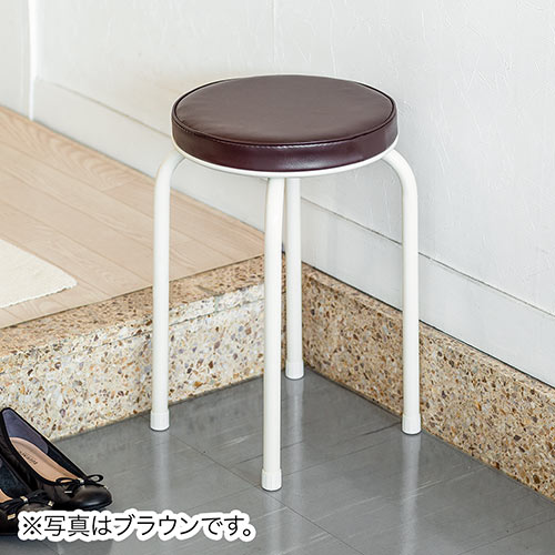 スツール 丸椅子 クッション 軽量 コンパクト スタッキング パイプ 背もたれなし ホワイト おしゃれ
