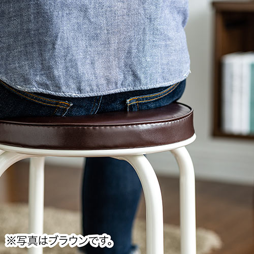 スツール 丸椅子 クッション 軽量 コンパクト スタッキング パイプ 背もたれなし ホワイト おしゃれ
