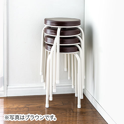 スツール 丸椅子 クッション 軽量 コンパクト スタッキング パイプ 背もたれなし ホワイト おしゃれ