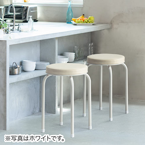 スツール 丸椅子 クッション 軽量 コンパクト スタッキング パイプ 背もたれなし ブラウン おしゃれ