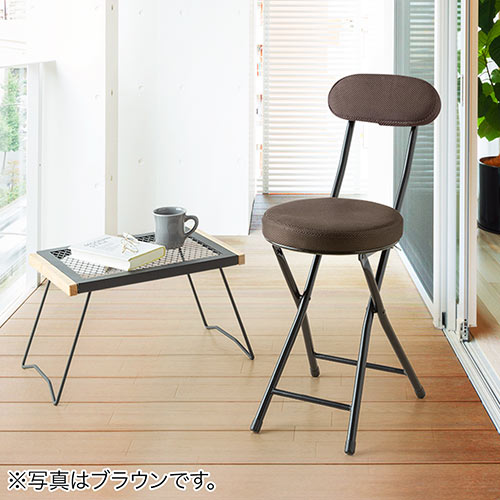 キッチンチェア 折りたたみイス 軽量 メッシュ生地 背もたれつき ブラック