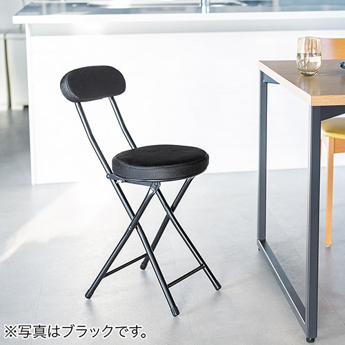 キッチンチェア 折りたたみイス 軽量 メッシュ生地 背もたれつき ブラウン