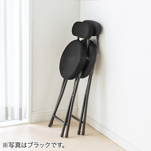 キッチンチェア 折りたたみイス 軽量 メッシュ生地 背もたれつき ホワイト