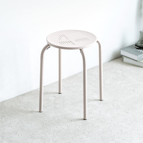 スチールスツール 高さ44cm おしゃれ 丸椅子 ベージュ
