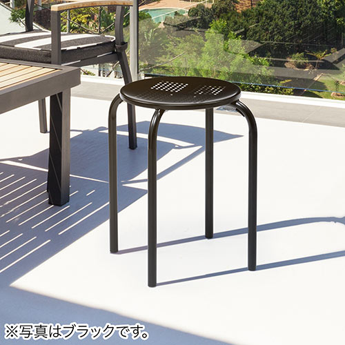 スチールスツール 高さ44cm おしゃれ 丸椅子 ベージュ