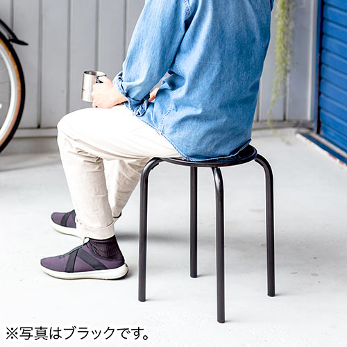 スチールスツール 高さ44cm おしゃれ 丸椅子 ブラック