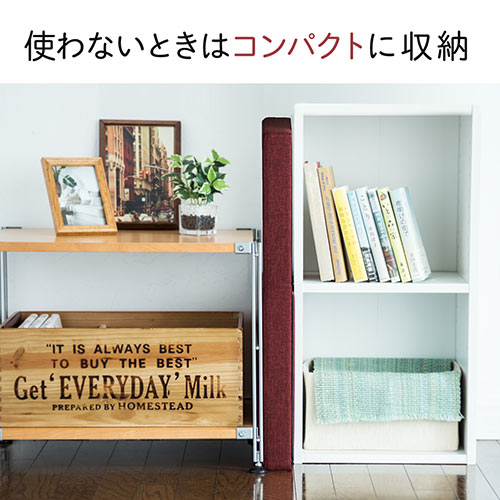 折りたたみ収納スツール 布張り 幅76cm 2人掛けサイズ 耐荷重200kg ダークブラウン