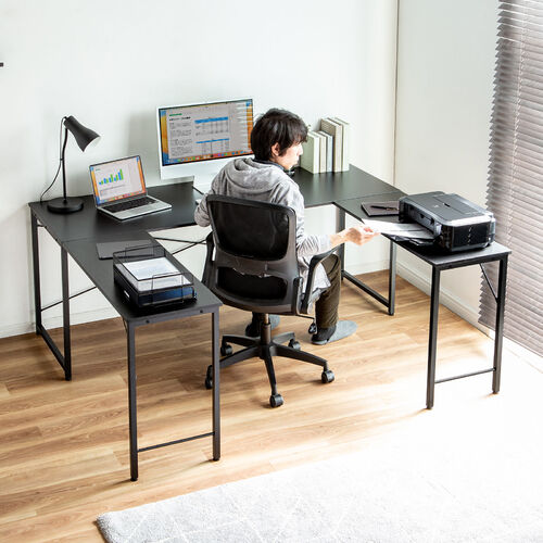 サブデスク シンプルデスク専用サブデスク L字デスク ブラック 幅40cm 奥行90cm ねじ固定