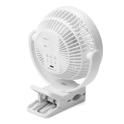 USB扇風機 USB充電式 クリップ固定 マグネット固定 3WAY ホワイト