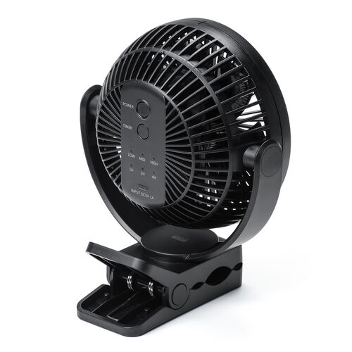 USB扇風機 USB充電式 クリップ固定 マグネット固定 3WAY ブラック